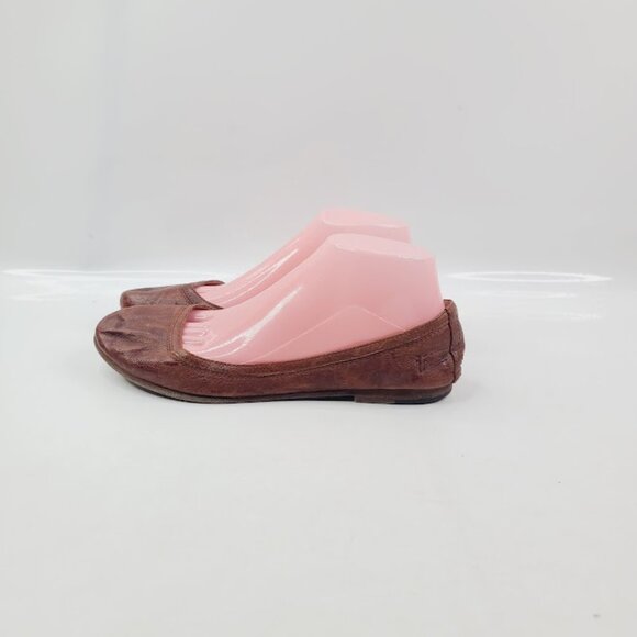 Frye Women's Brown Carson Leather Almond Toe Slip-On Ballet Flat Size 8.5M - Picture 2 of 6